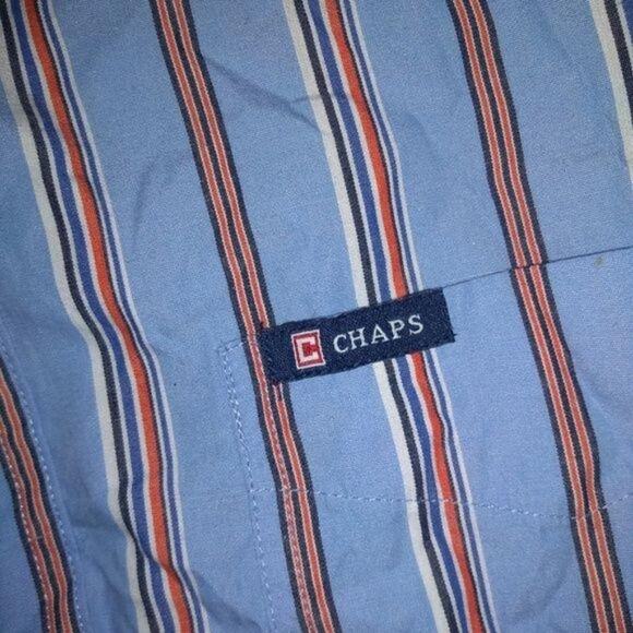 Chaps Mens Size M Blue Striped Button Down Shirt Long Sleeve American Classic - Picture 6 of 13